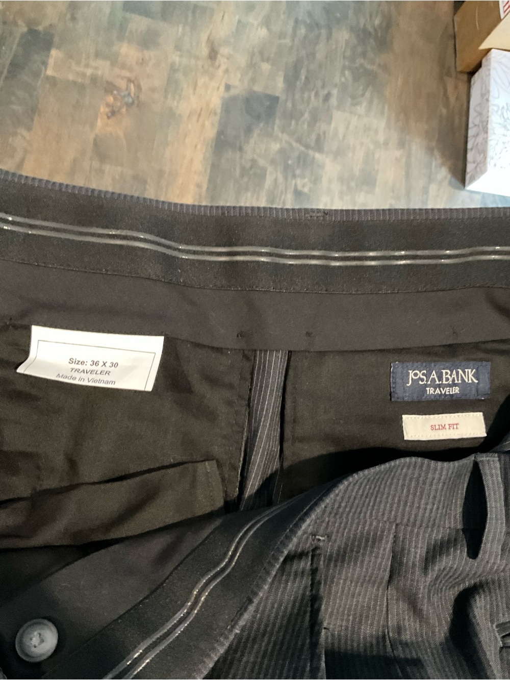 Jos. A. Bank Black Pinstripe Traveler Slim Fit Dress Pants